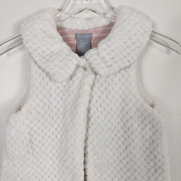 Tahari Cream Faux Fur Toddler Girl Vest Size 5 - Picture 5 of 8